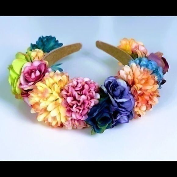 Stunning Handmade Colorful Flower Crown - Picture 4 of 8